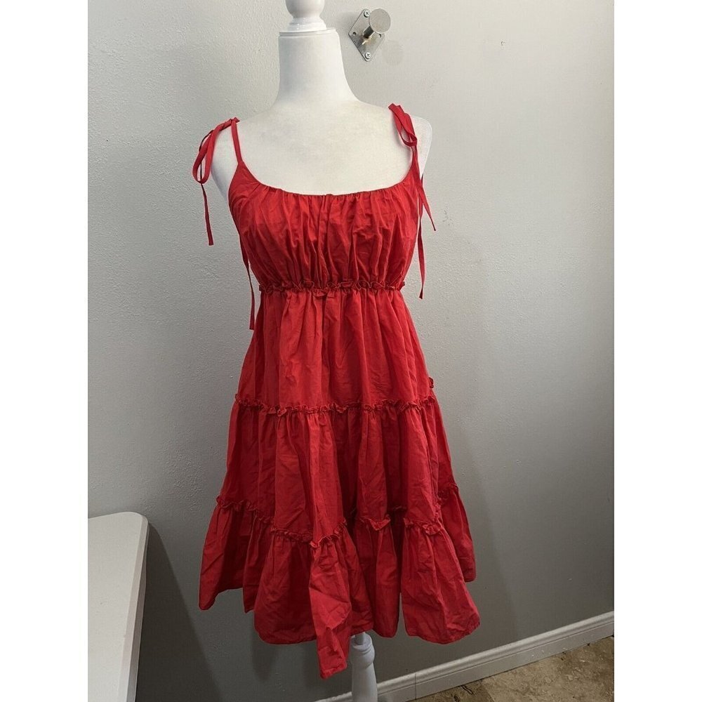 Rosedress milk maid tiered short dress women small red lined short strap